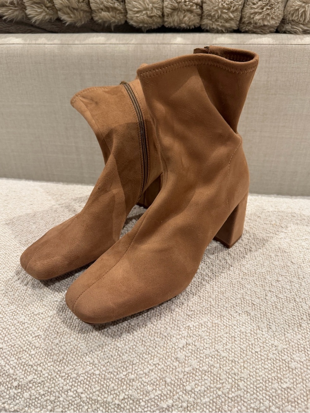 a new day Tan Suede Block Heel Ankle Boots - Brand new